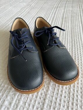 Elephantito Navy Dress Shoes with Tan Sole